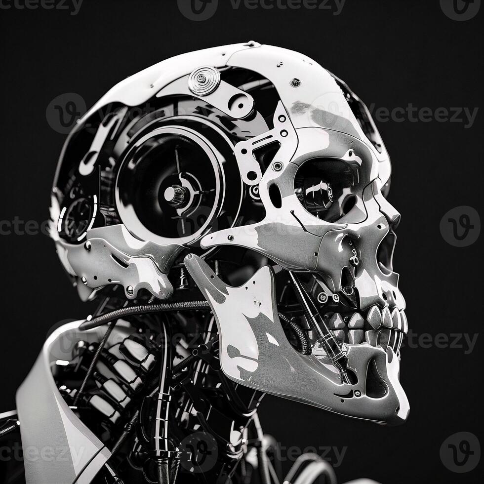 robotic human droid. futuristic ammour. robot. technology in future. photo