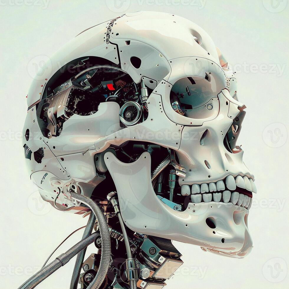 robotic human droid. futuristic ammour. robot. technology in future. photo