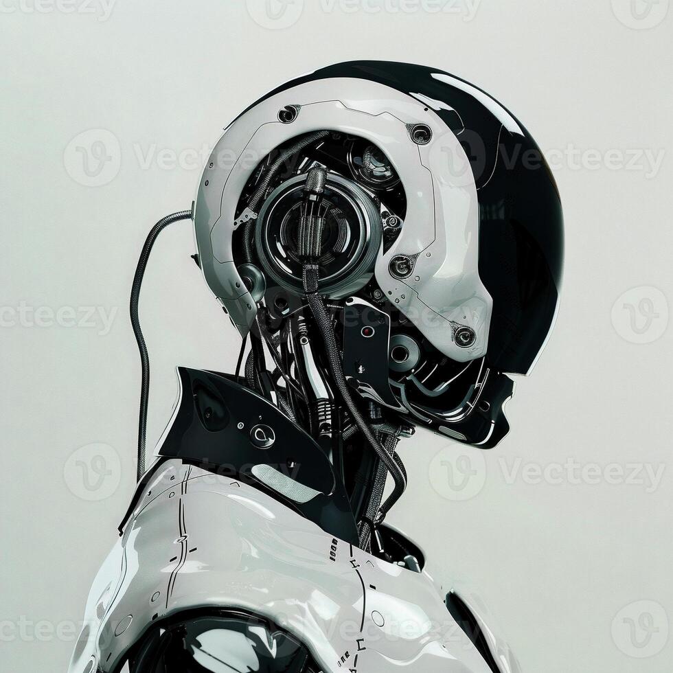 robotic human droid. futuristic ammour. robot. technology in future. photo