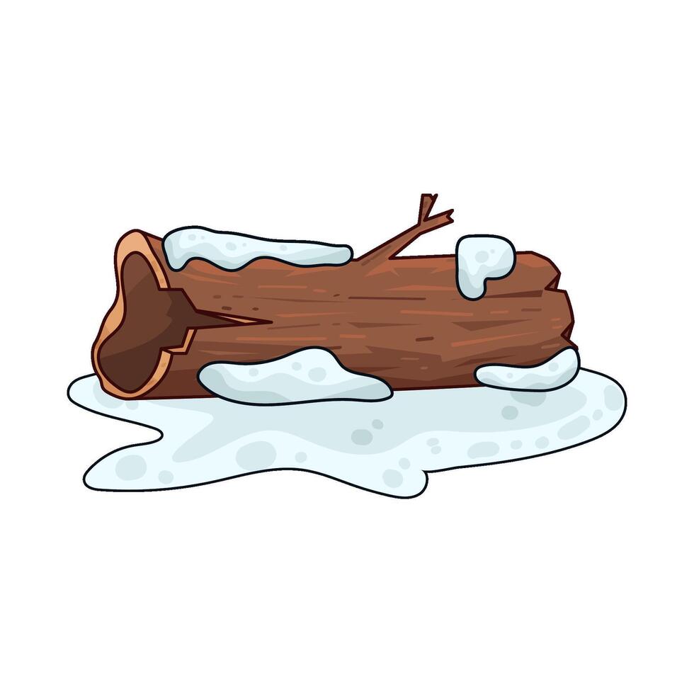 wood exposed to snow illustration vector