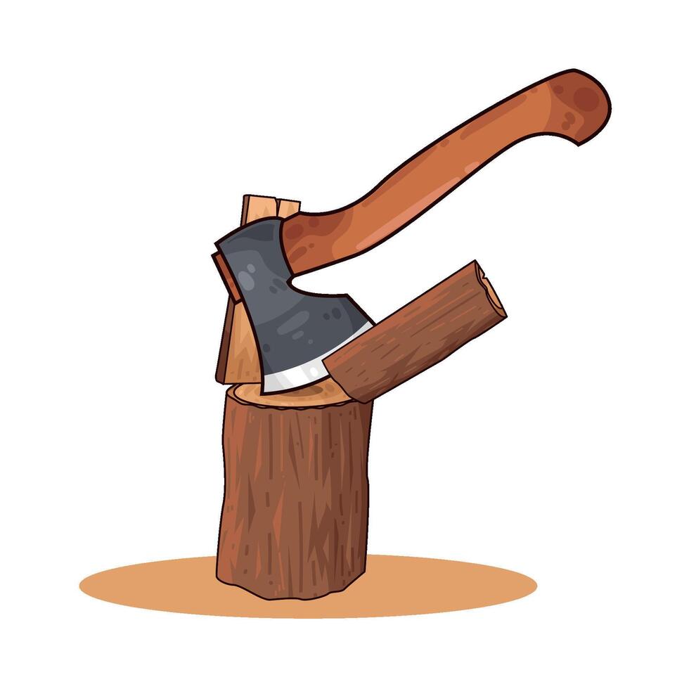 wood splitting axe illustration vector