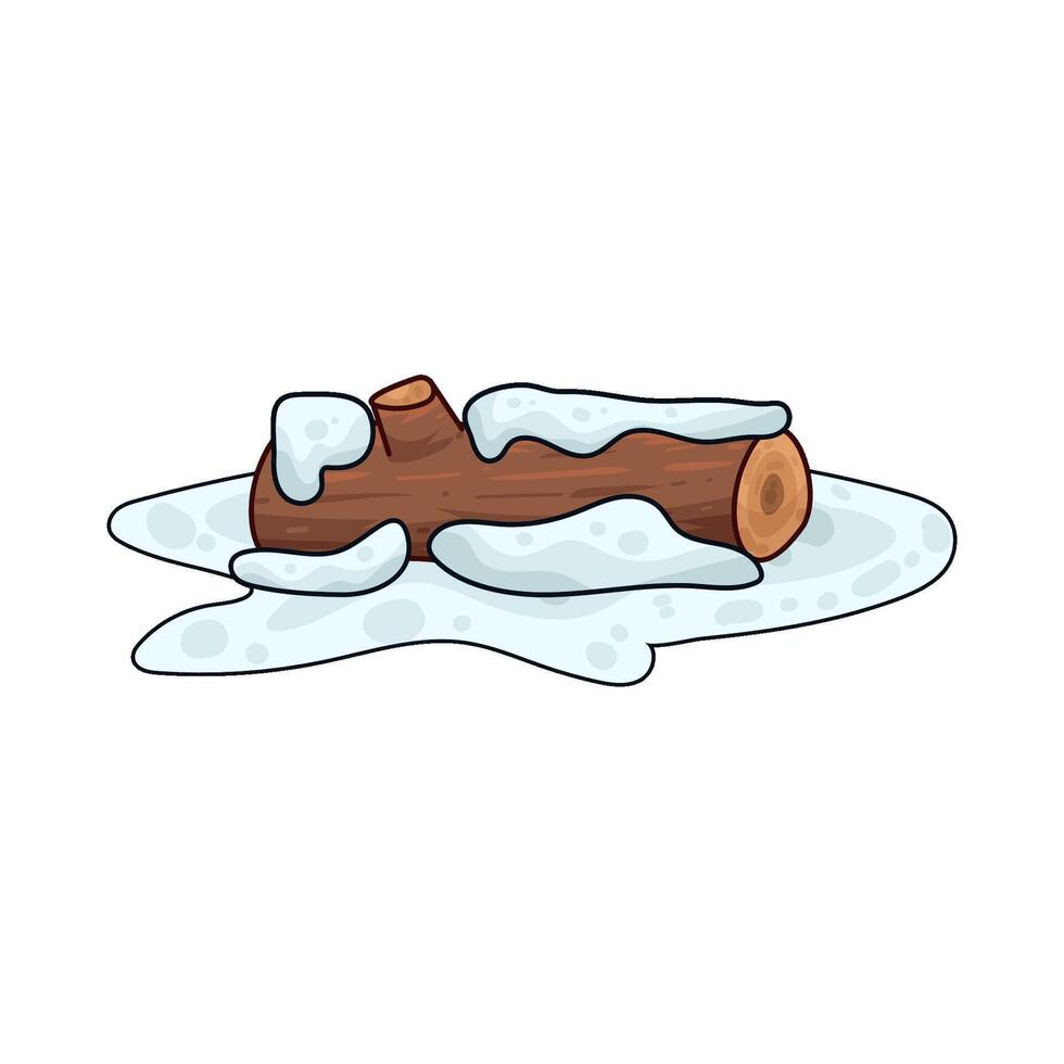 illustration of snow around the wood vector