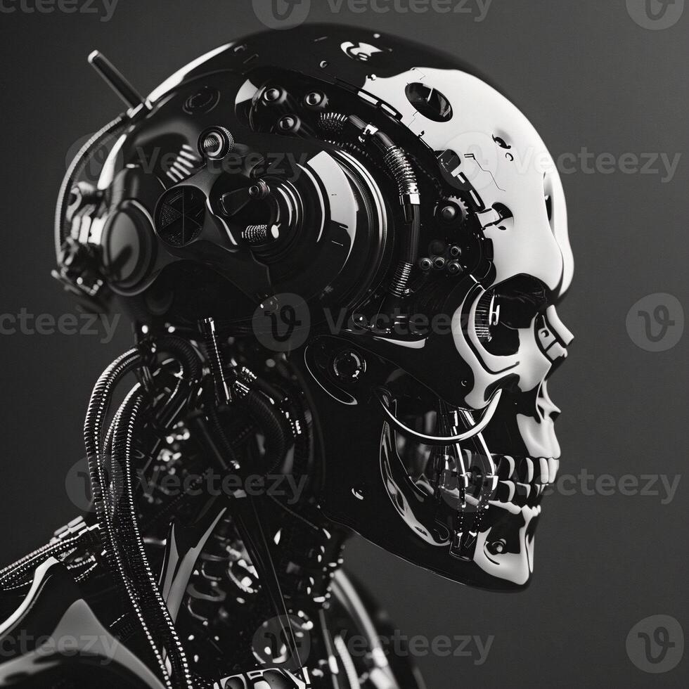 robotic human droid. futuristic ammour. robot. technology in future. photo
