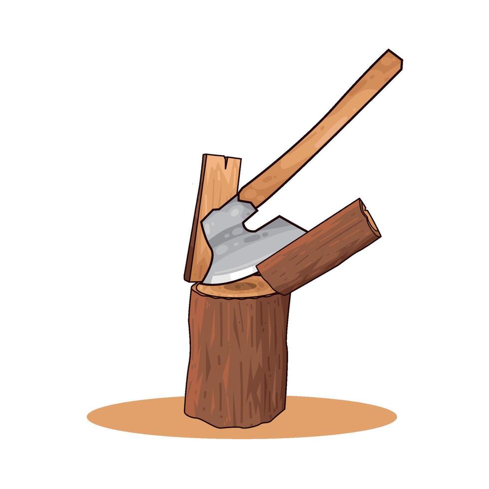 illustration of the ax splits wood vector