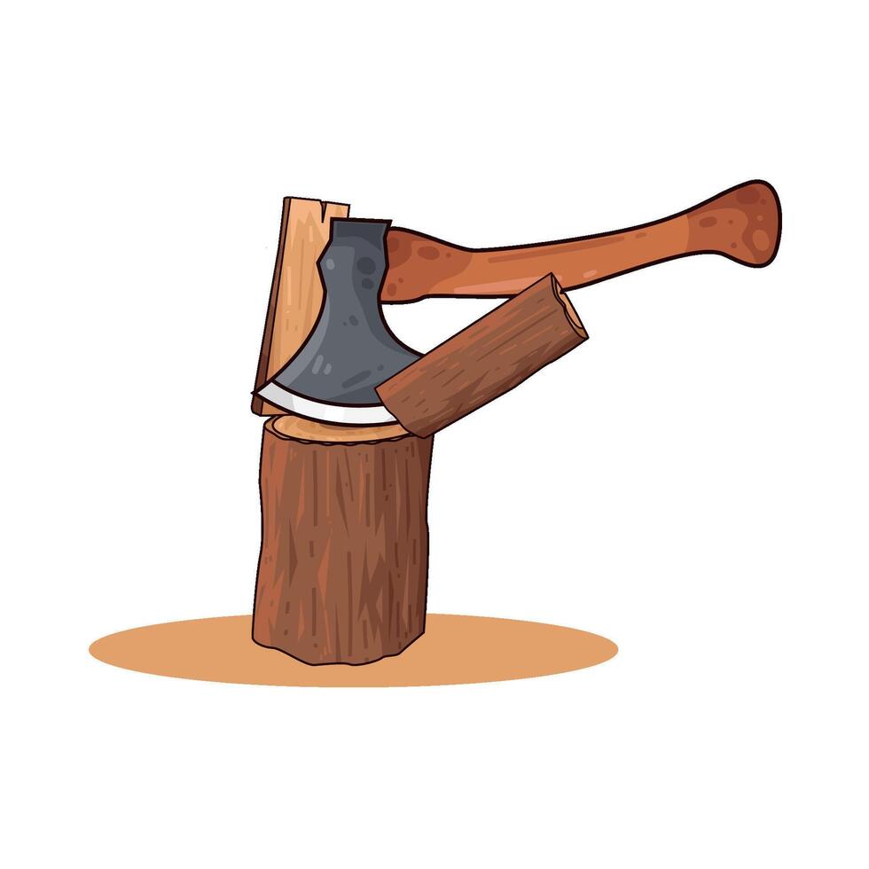the ax splits wood vector