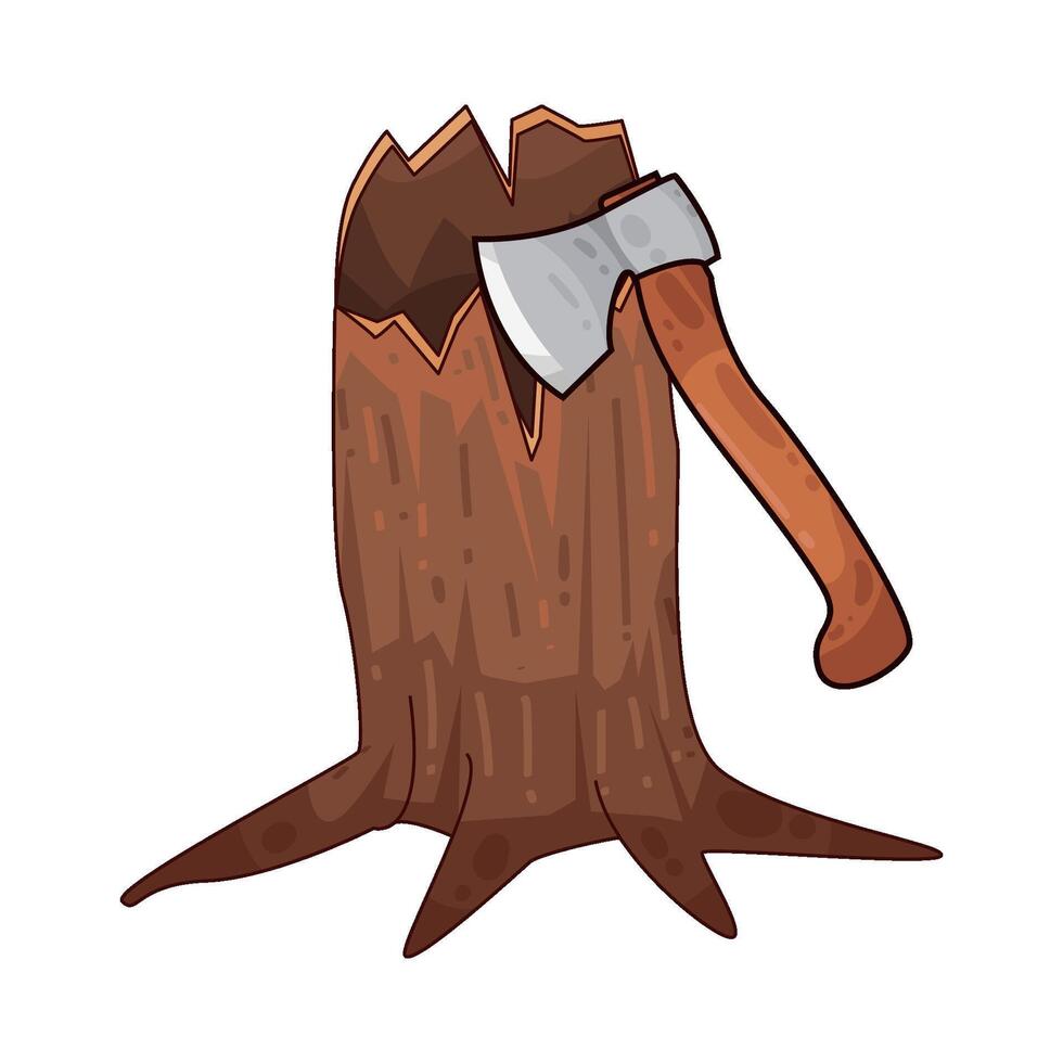 illustration of chop wood using an axe vector