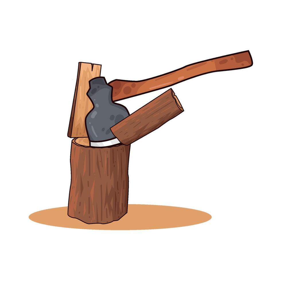illustration of wood splitting axe vector