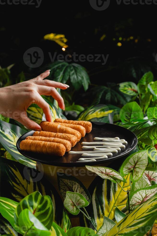 Cheese Sticks Appetizer with Elegant Presentation photo