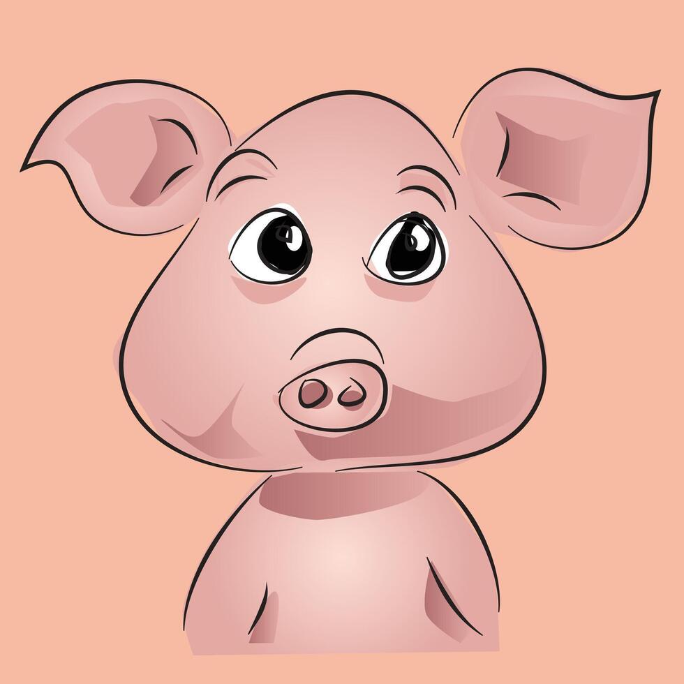 Cute Pig Drawing vector