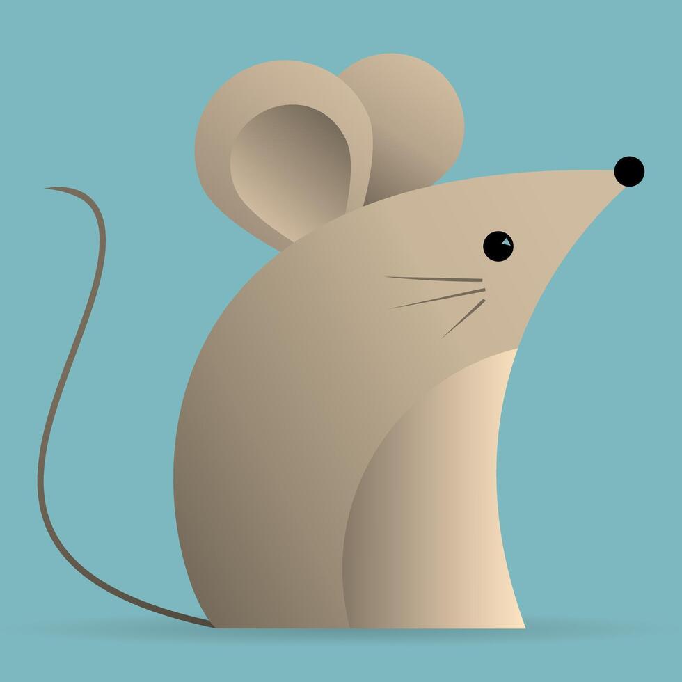 Cute Mouse with Light Cyan Background. vector