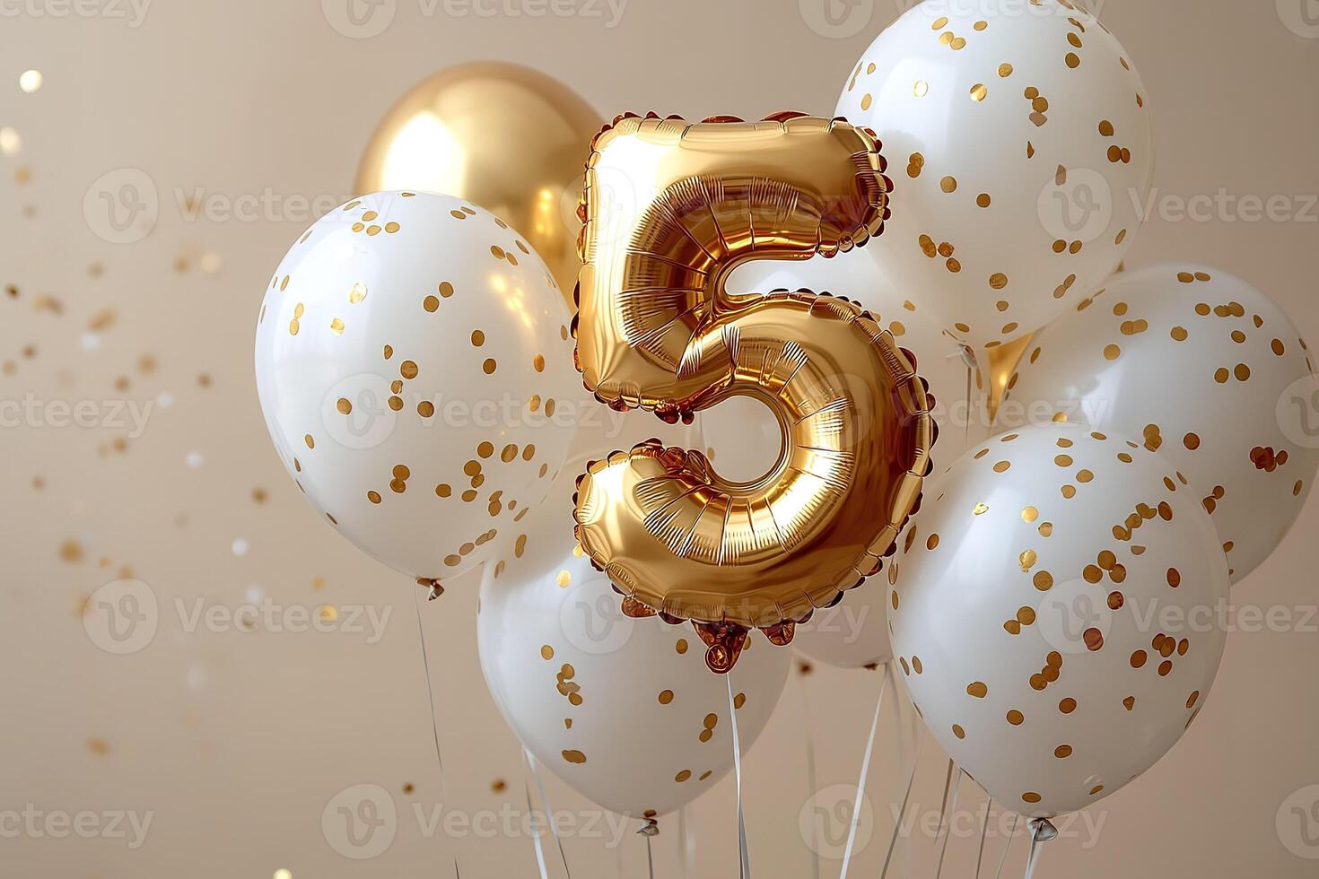 A bunch of balloons with the number 5 on it photo