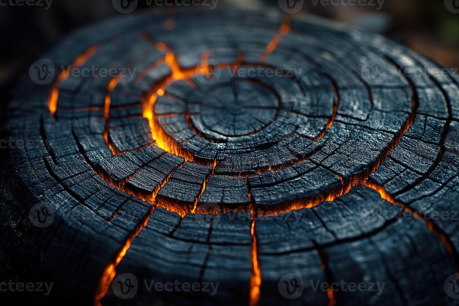 A log with a hole in it and a fire burning inside photo