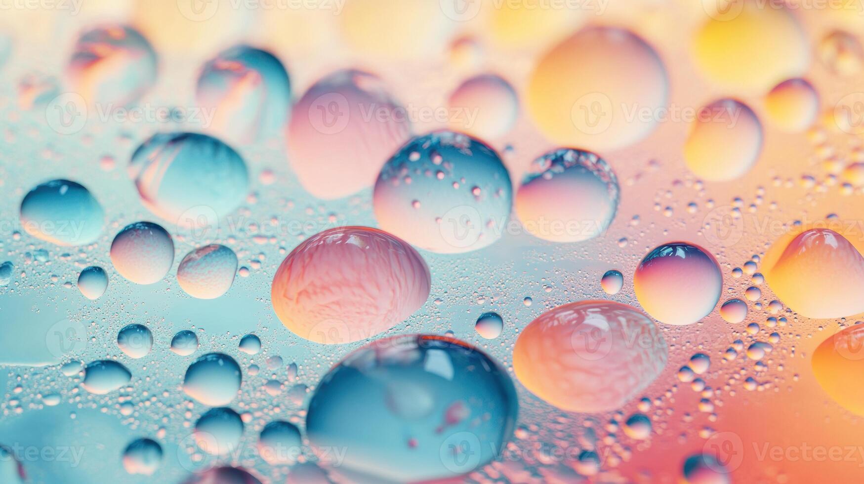 Abstract background of oil drops floating in water macro shot forming a colorful rainbow pattern photo