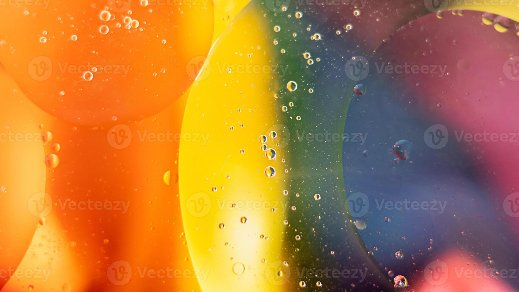 Structure of colorful oil bubbles. Chaotic motion. Abstract paint. Rainbow, LGBT photo