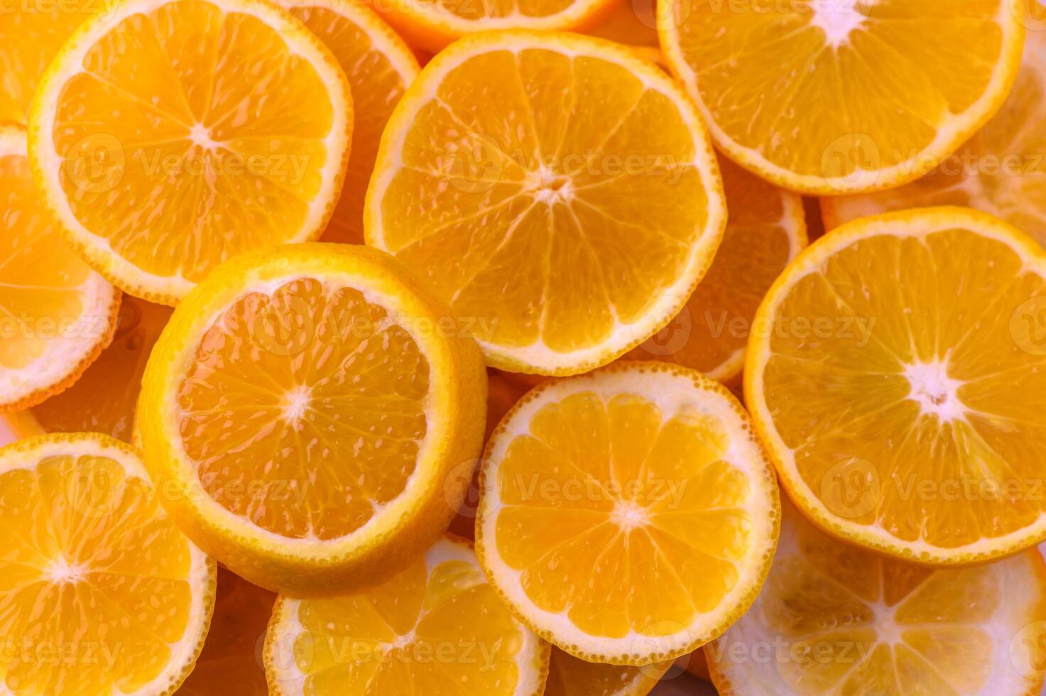 Vibrant citrus collection showcases freshly sliced oranges on a sunlit kitchen countertop photo