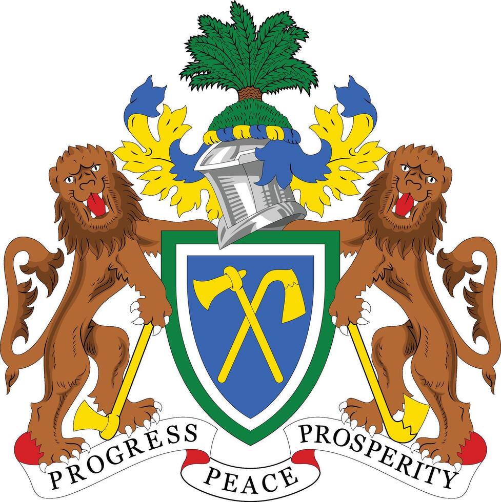Gambia Coat of arm. Gambia national emblem. National Independence Day. vector