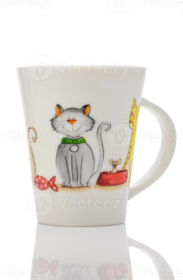 Cheerful cat-themed mug featuring playful designs and vibrant colors for daily enjoyment photo
