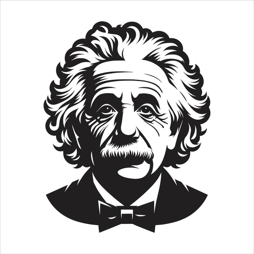 Albert Einstein Great Scientist Silhouette Pencil Sketch with Ideas in Lab Experiment vector