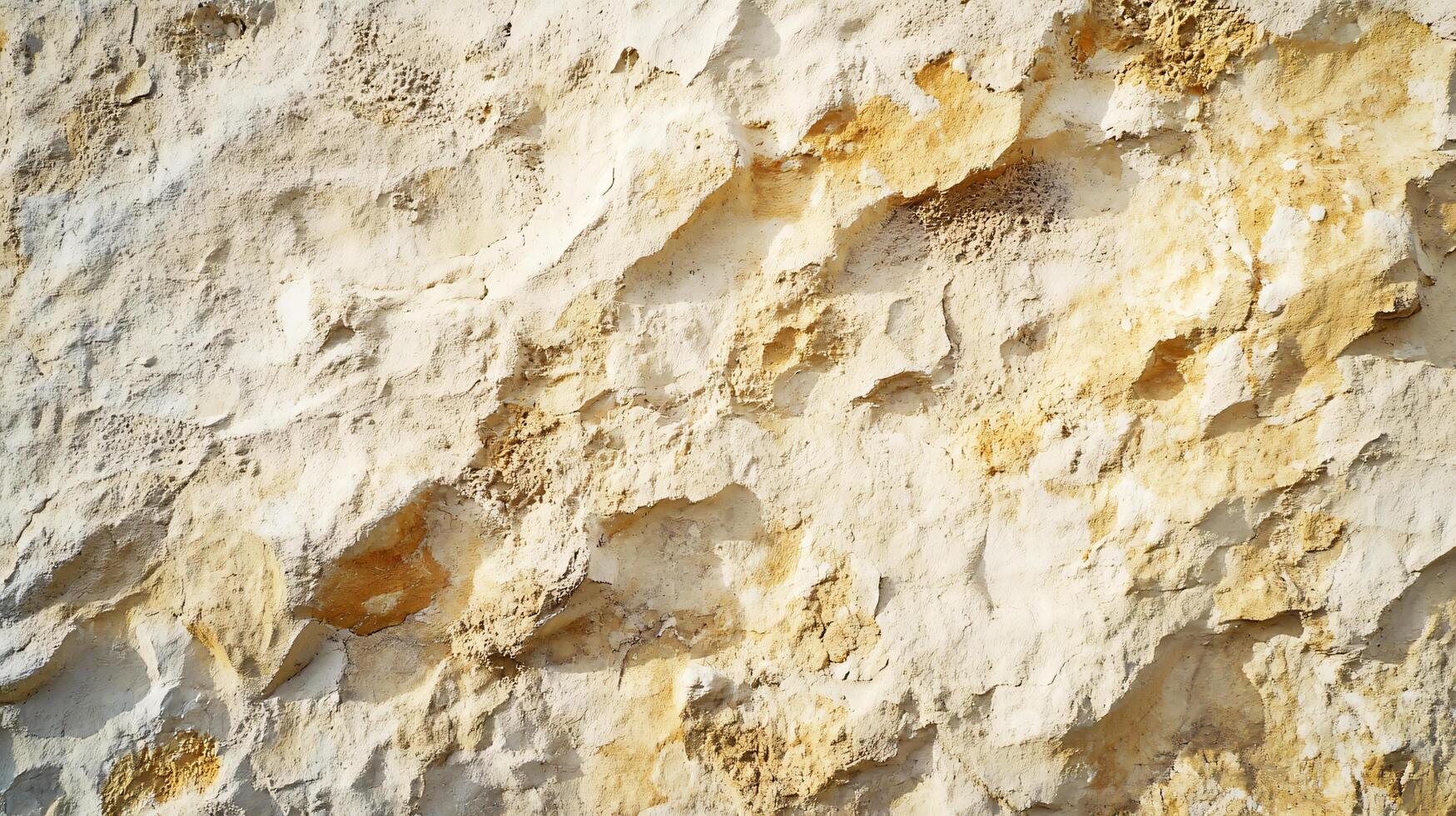 Rock wall with a lot of texture and a few holes. The wall is made of stone and has a rough surface photo