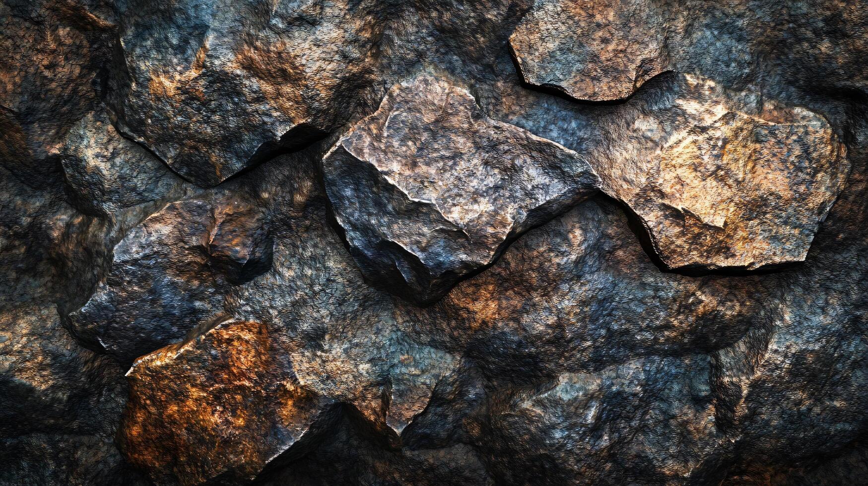 Close up of a rock wall with a variety of different sized rocks. The wall is made up of many different types of rocks, some of which are large and some of which are small photo