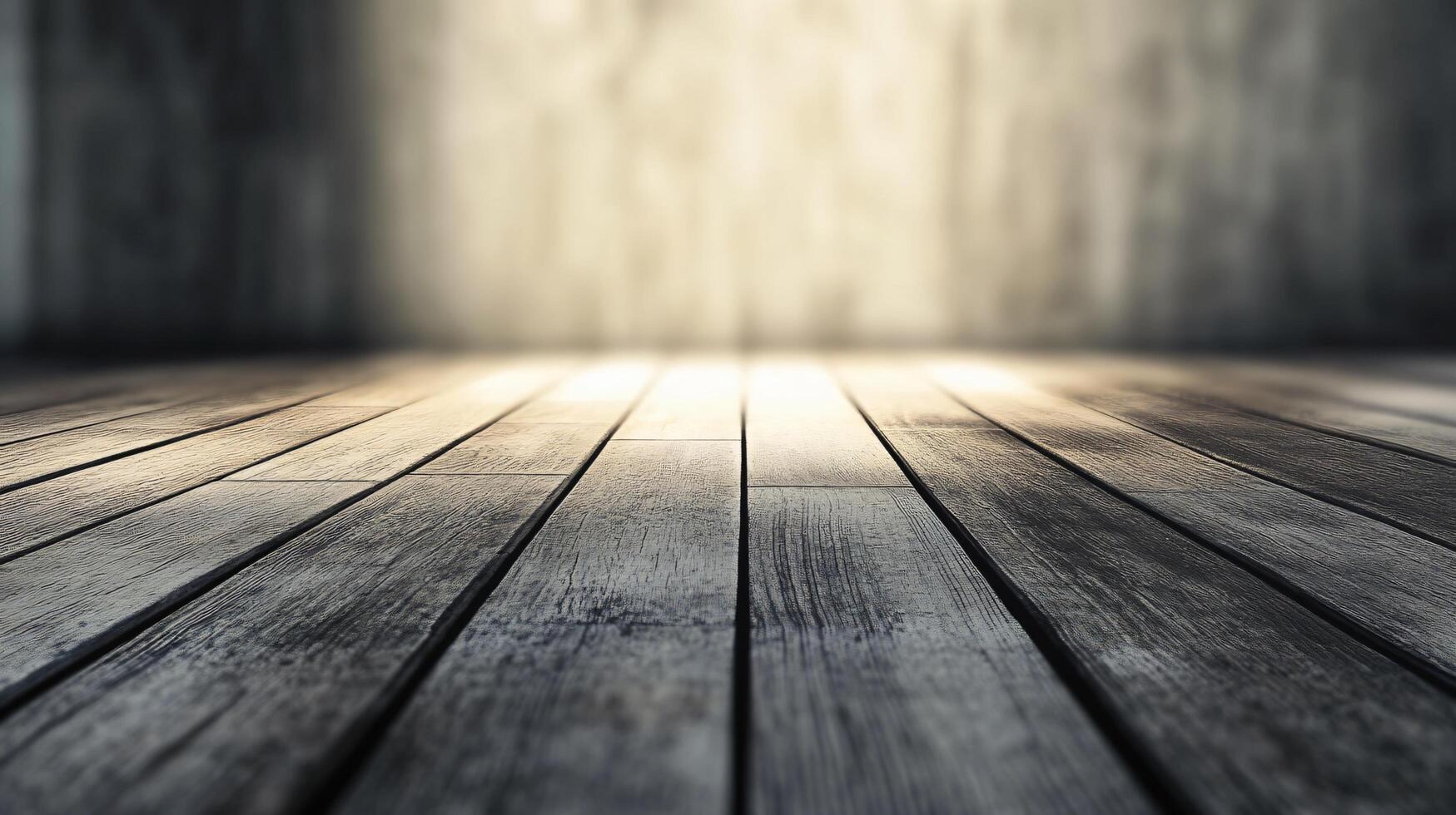 Wooden floor with a light shining on it. The floor is empty and has a simple, minimalist look photo