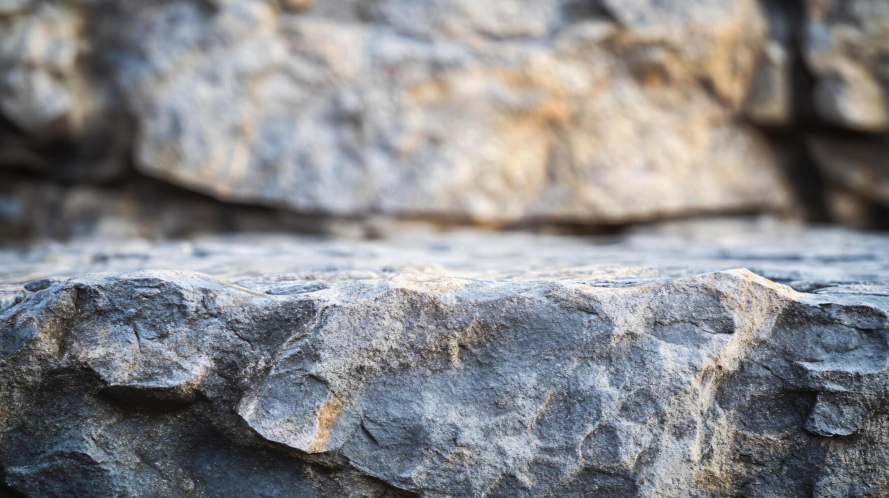 Large rock with a small indent in the middle. The rock is grey and has a rough texture photo