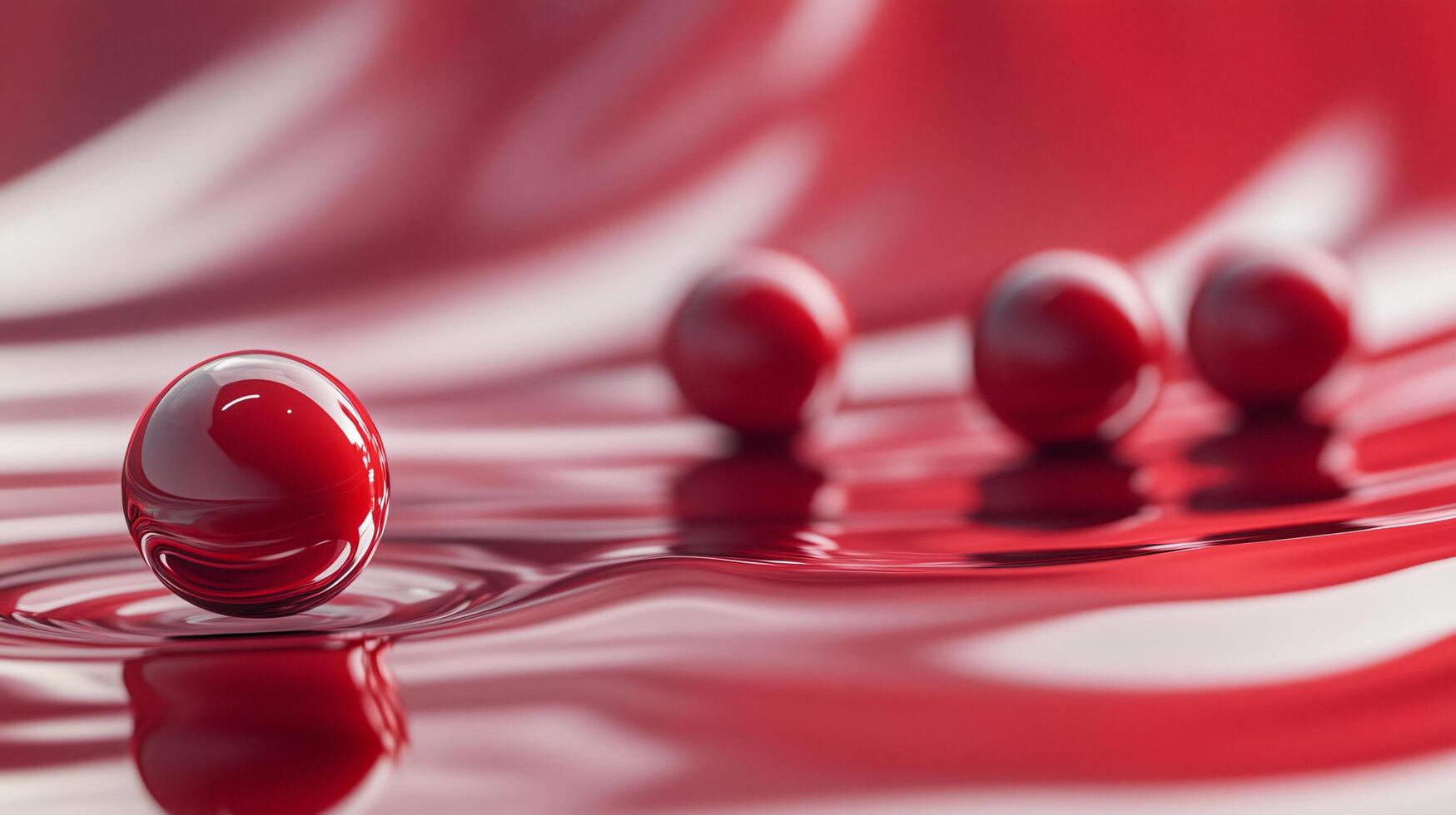Red ball is floating in a pool of water. The water is red and the ball is the only object in the image photo