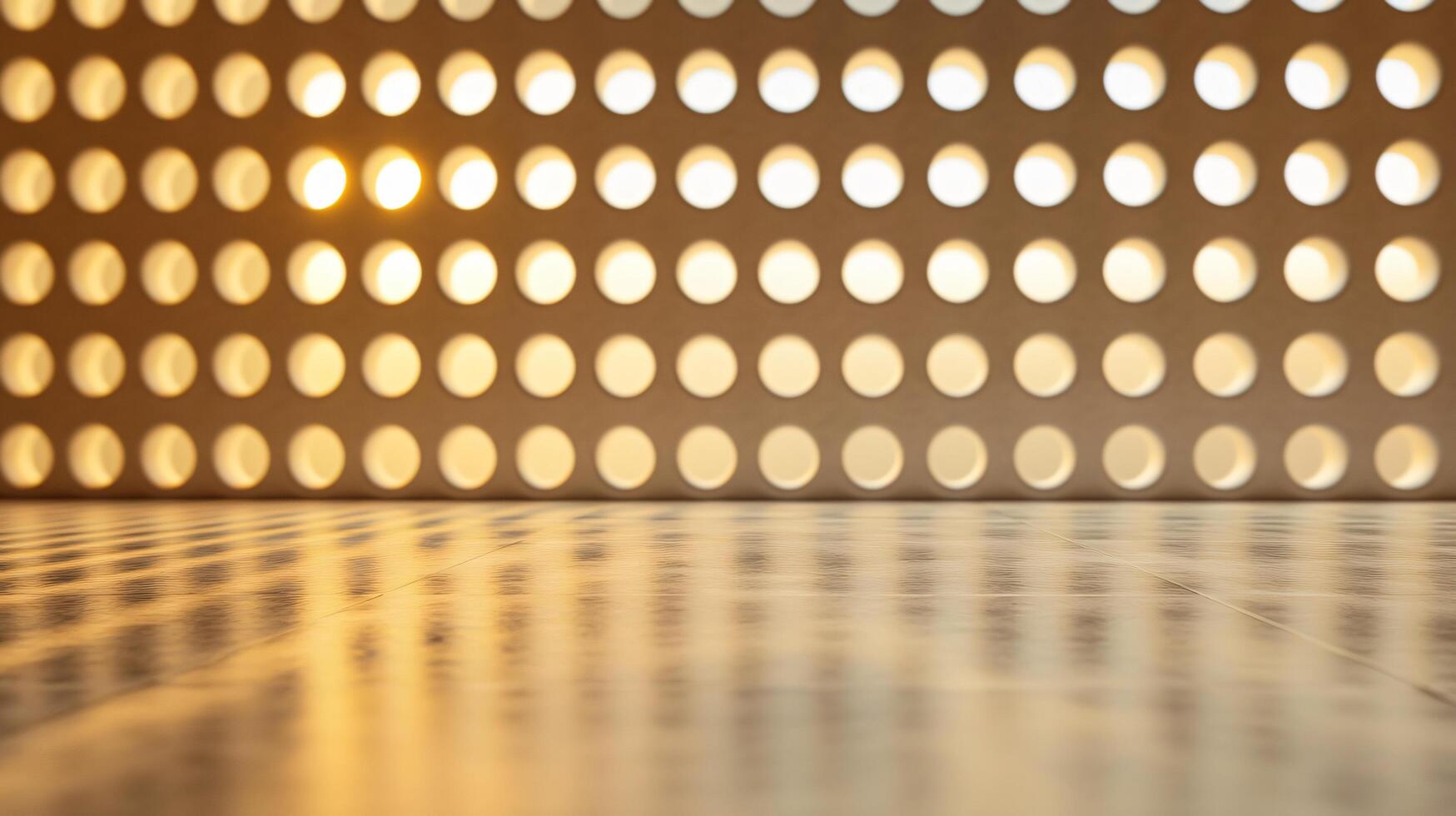 Wall with many small holes in it. The holes are evenly spaced and the wall is white photo