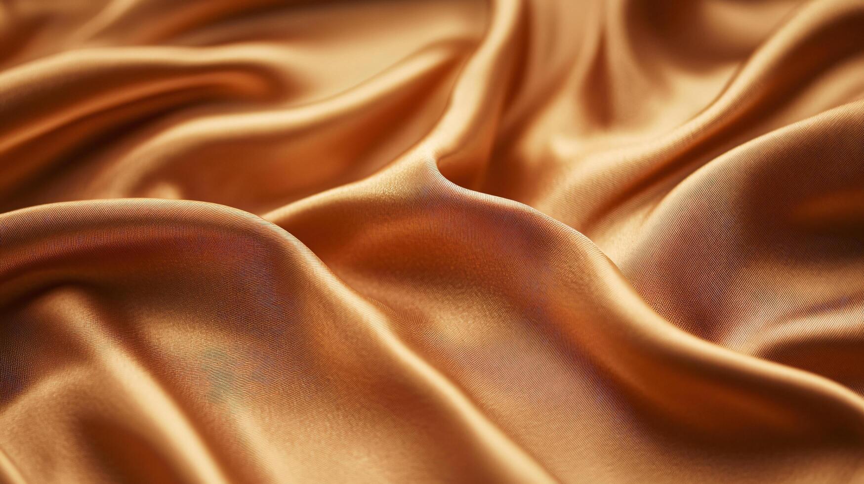 Piece of gold fabric with a pattern on it. The fabric is folded and has a shiny appearance photo