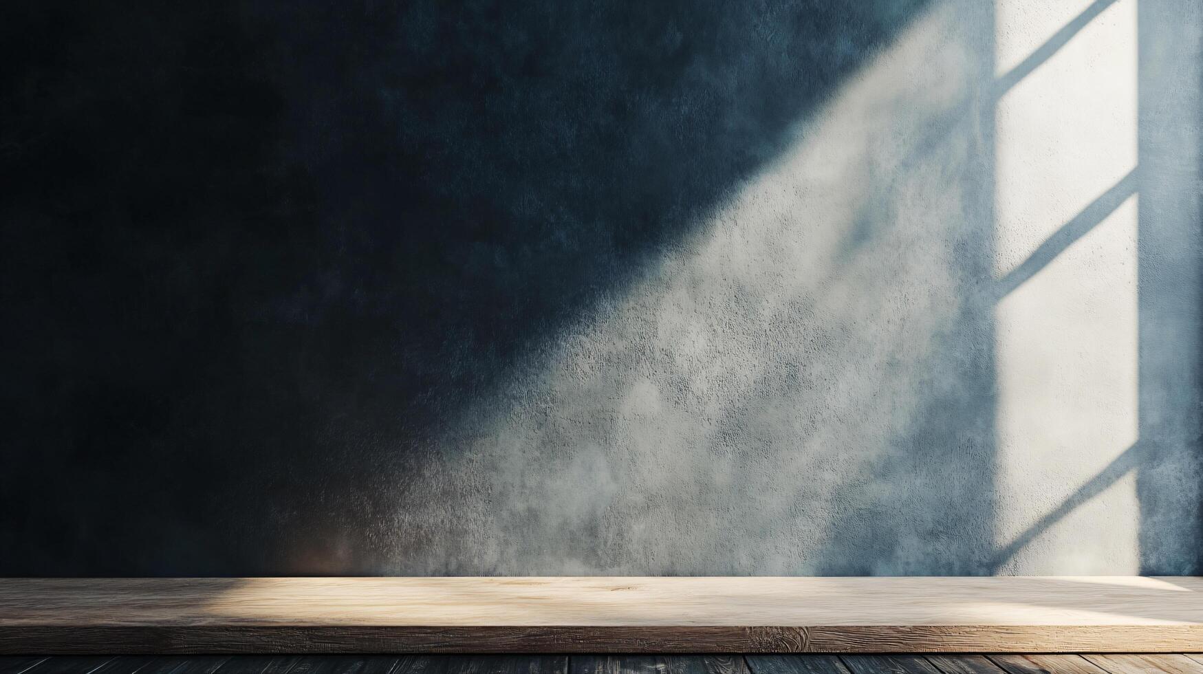 Wooden table with a window in the background. The window is letting in sunlight, creating a warm and inviting atmosphere photo