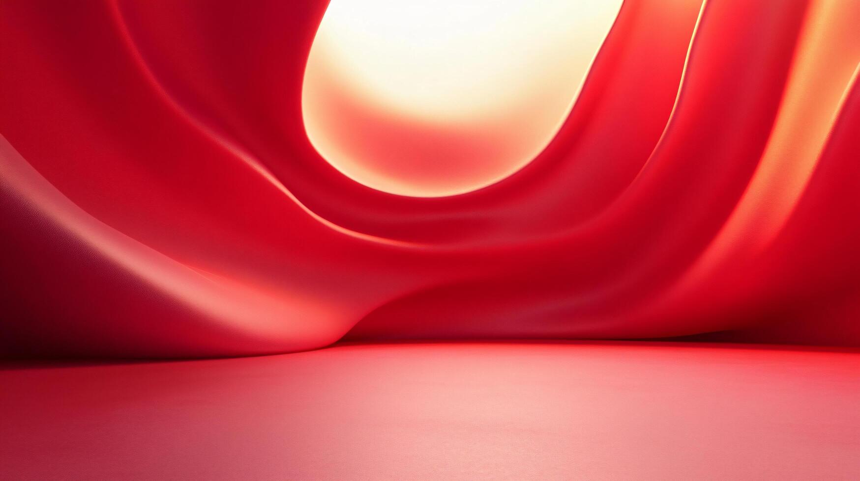 Red and white abstract painting of a room with a red wall and a white ceiling. The room is empty and the walls are covered in red paint photo