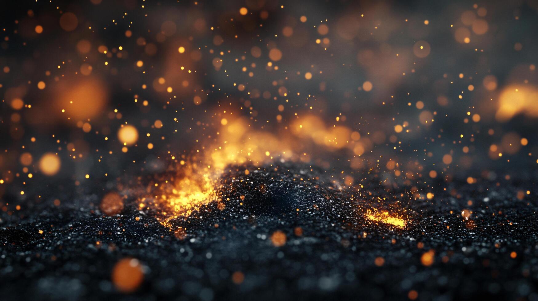 The image is a black and orange background with a lot of sparkles. The sparkles are scattered all over the background, creating a sense of chaos and confusion photo