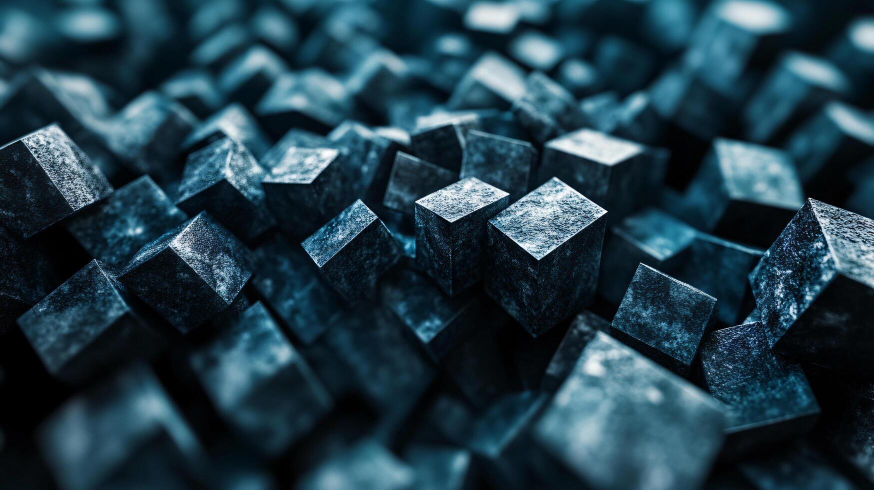 Close up of a bunch of blue cubes. The image is abstract and has a modern, industrial feel to it. The cubes are arranged in a way that creates a sense of depth and texture photo
