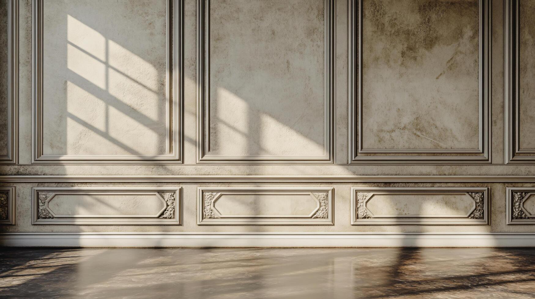 Large room with a white wall and a window. The room is empty and has a very clean and simple design photo
