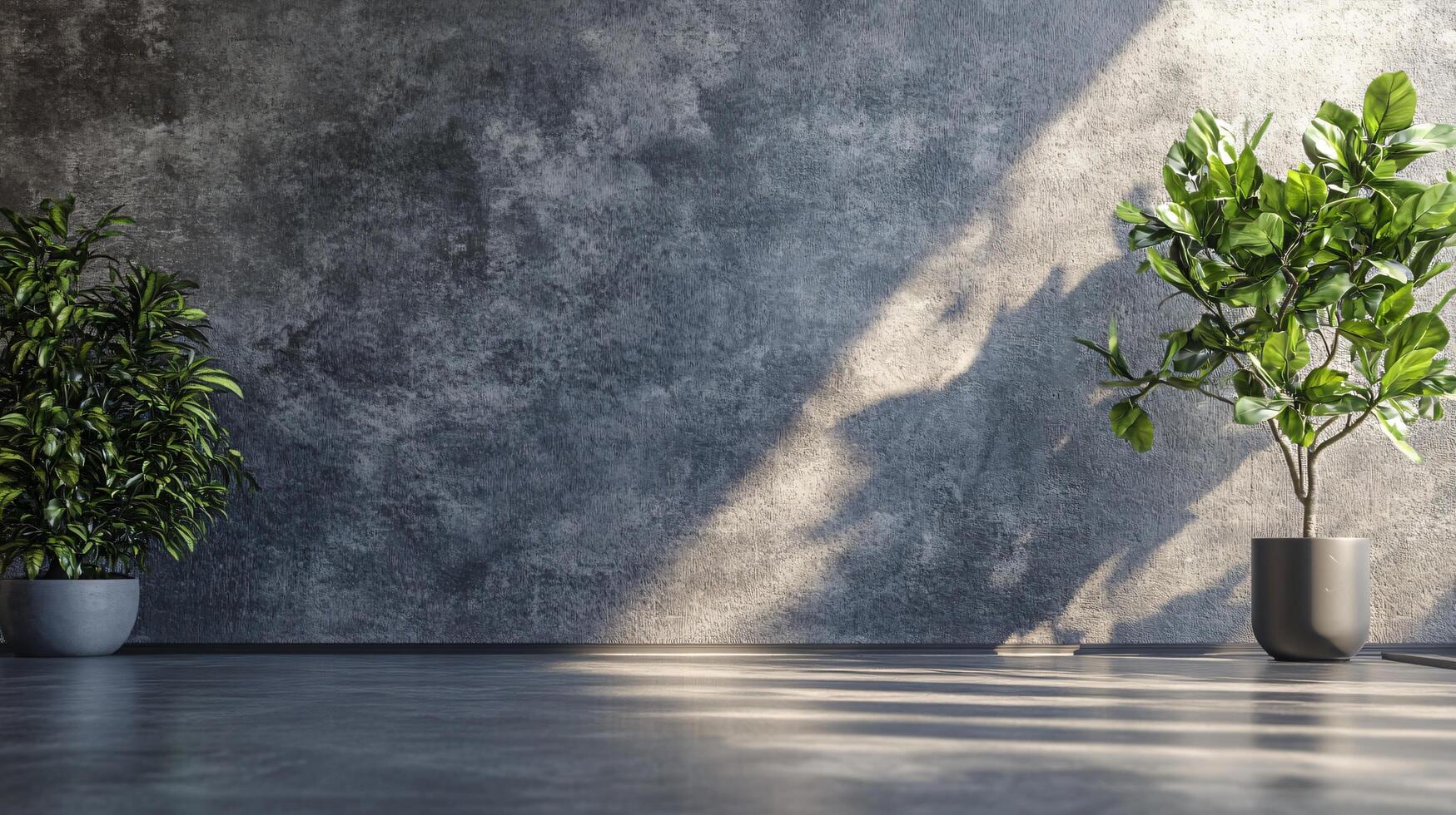 Large wall with a plant on it. The plant is in a pot and is on the left side of the wall photo