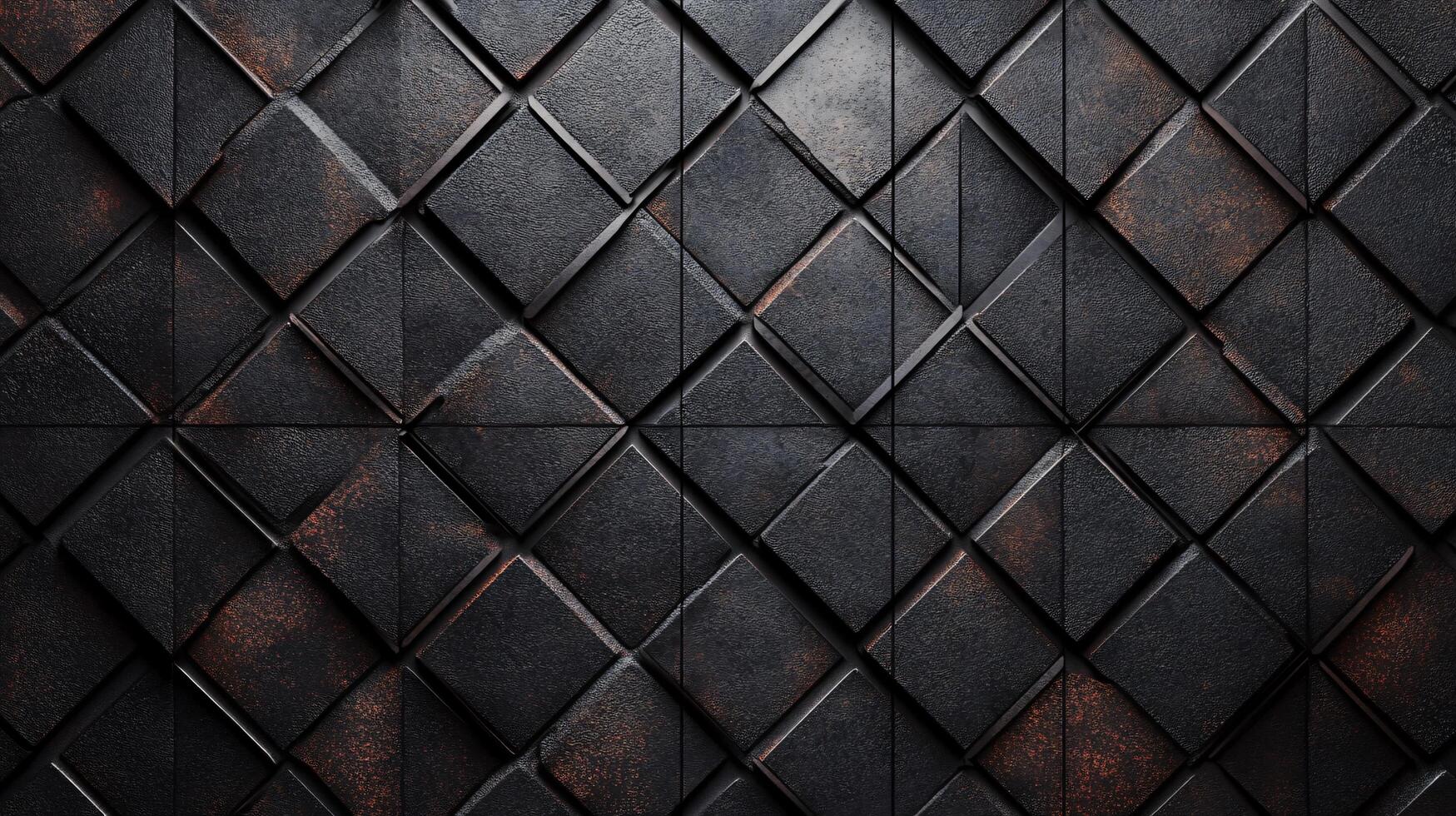 Black and white image of a wall with black squares. The squares are of different sizes and are arranged in a pattern. The image has a modern and industrial feel to it photo
