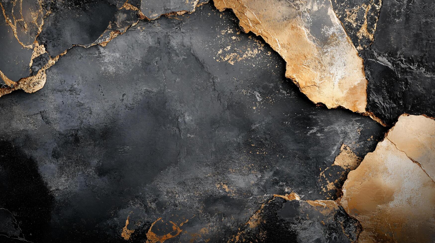 Black and gold background with a crack in the middle. The crack is a jagged line that runs through the middle of the background, creating a sense of depth and texture photo