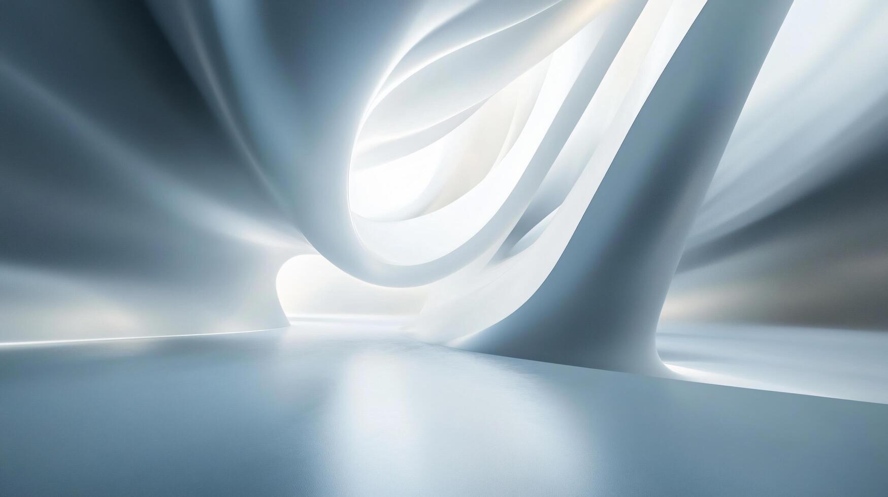 Large, curved space with a white ceiling and walls. The space is empty and has a feeling of emptiness photo