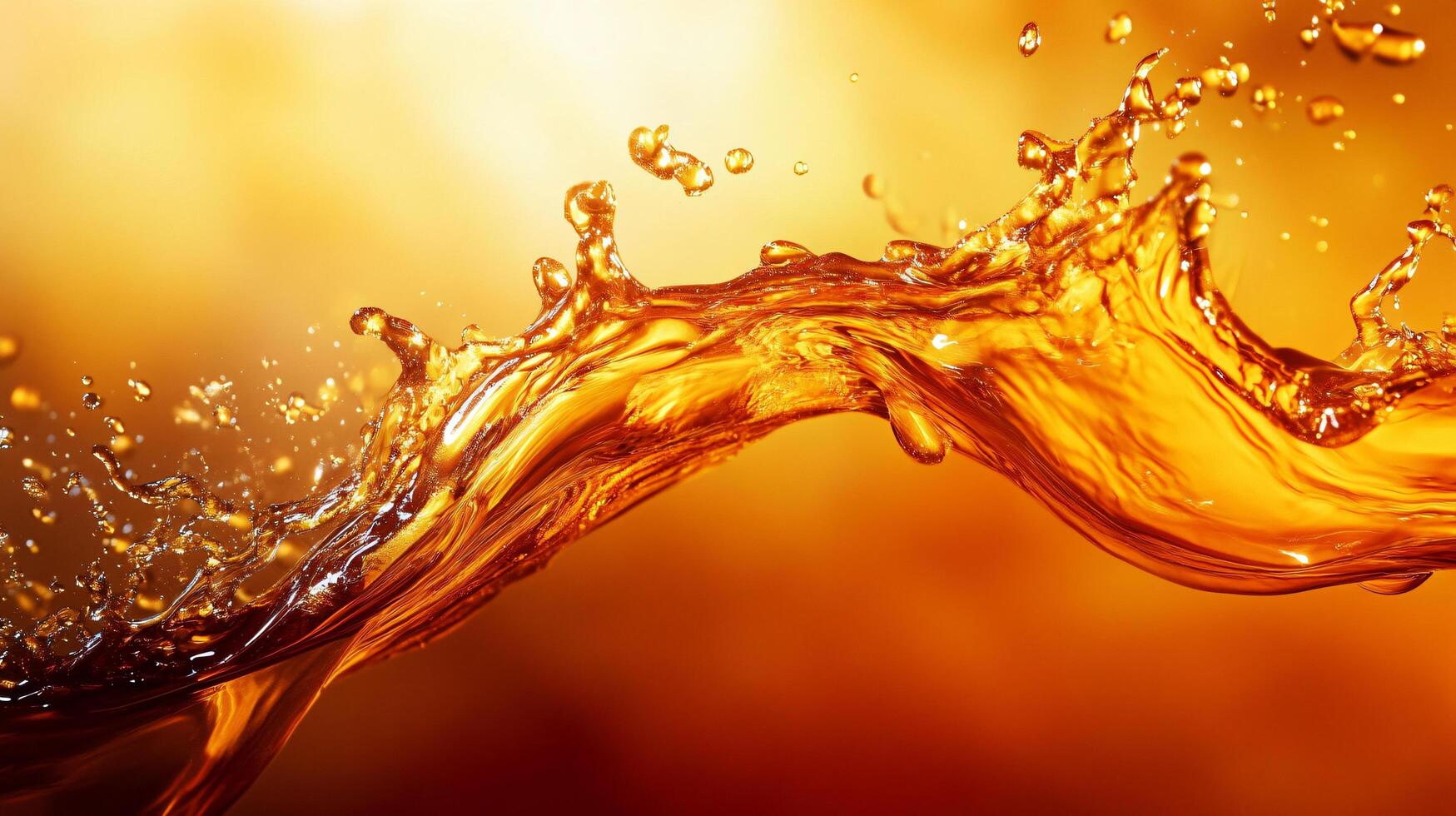 Splash of liquid with a yellowish tint. The splash is in the air and is surrounded by a yellowish background photo