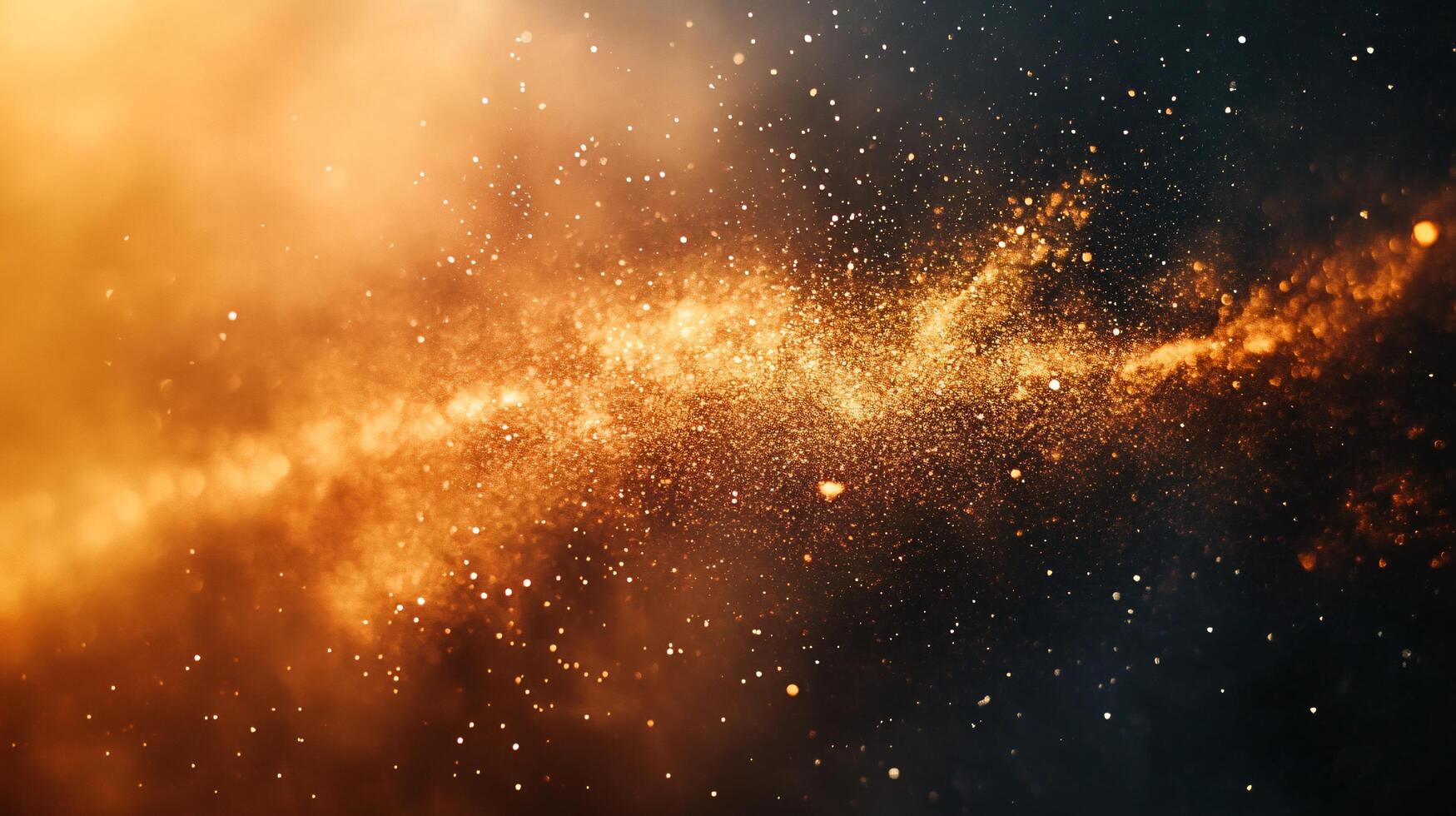Bright orange galaxy with a lot of glittery stars. The stars are scattered all over the galaxy, creating a sense of movement and energy. Scene is one of wonder and awe photo