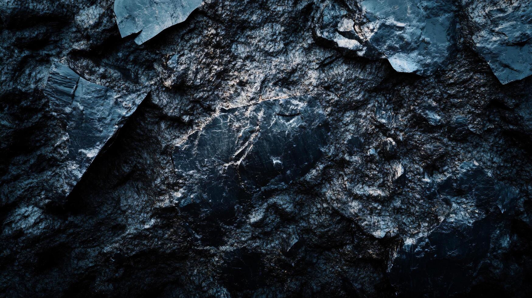 Dark blue background with a rock in the foreground. The rock is surrounded by water and the water is dark blue photo