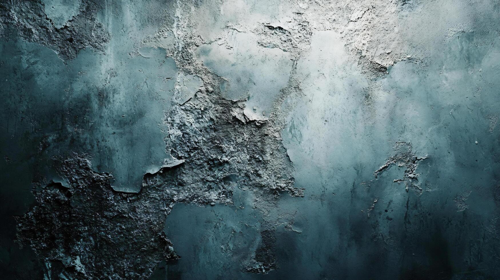 Wall with a blue and white background. The wall is covered in cracks and has a rough texture photo