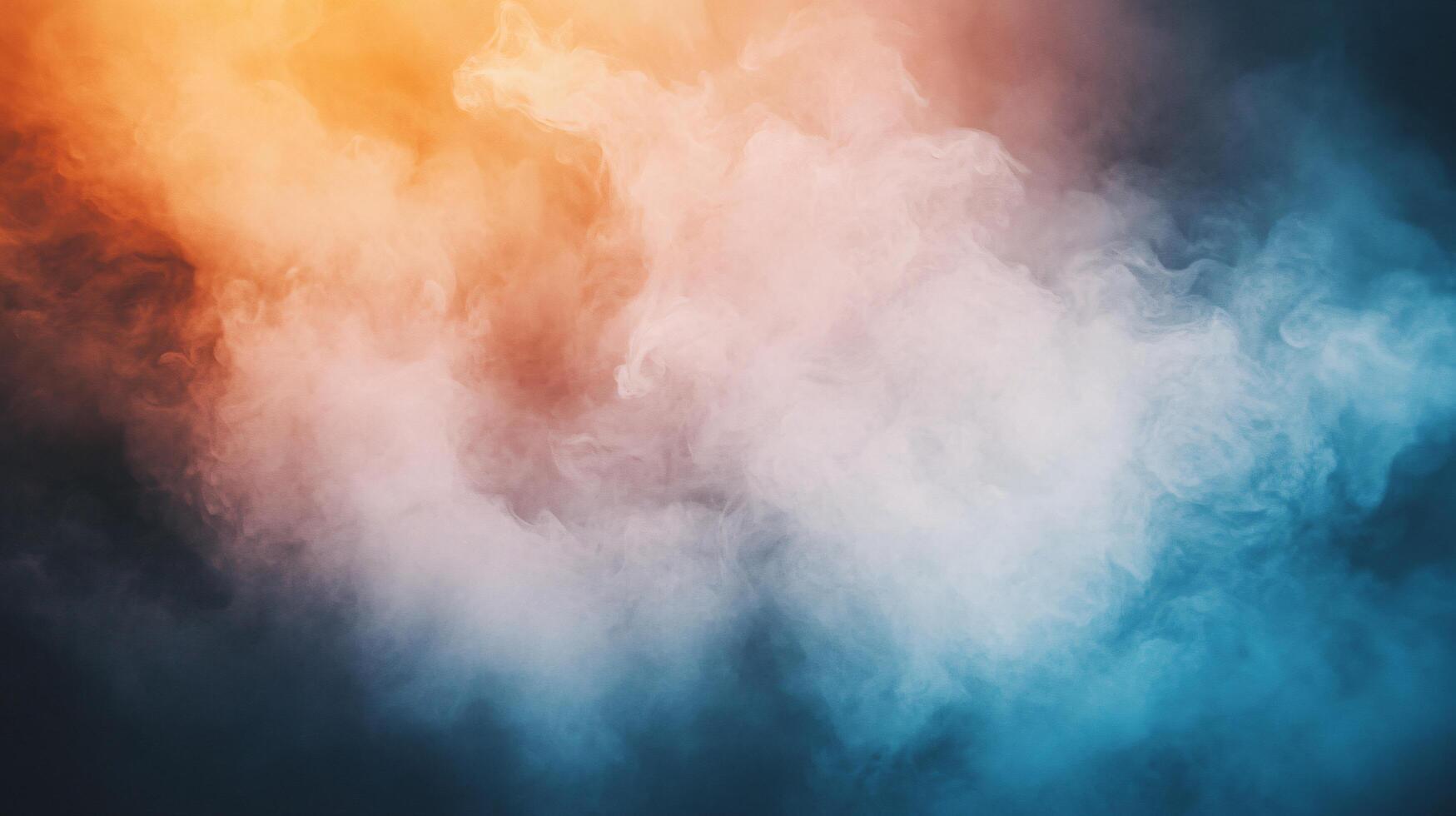 Blurry, colorful smokey background with a blue and orange hue. The background is filled with smoke and the colors are vibrant photo