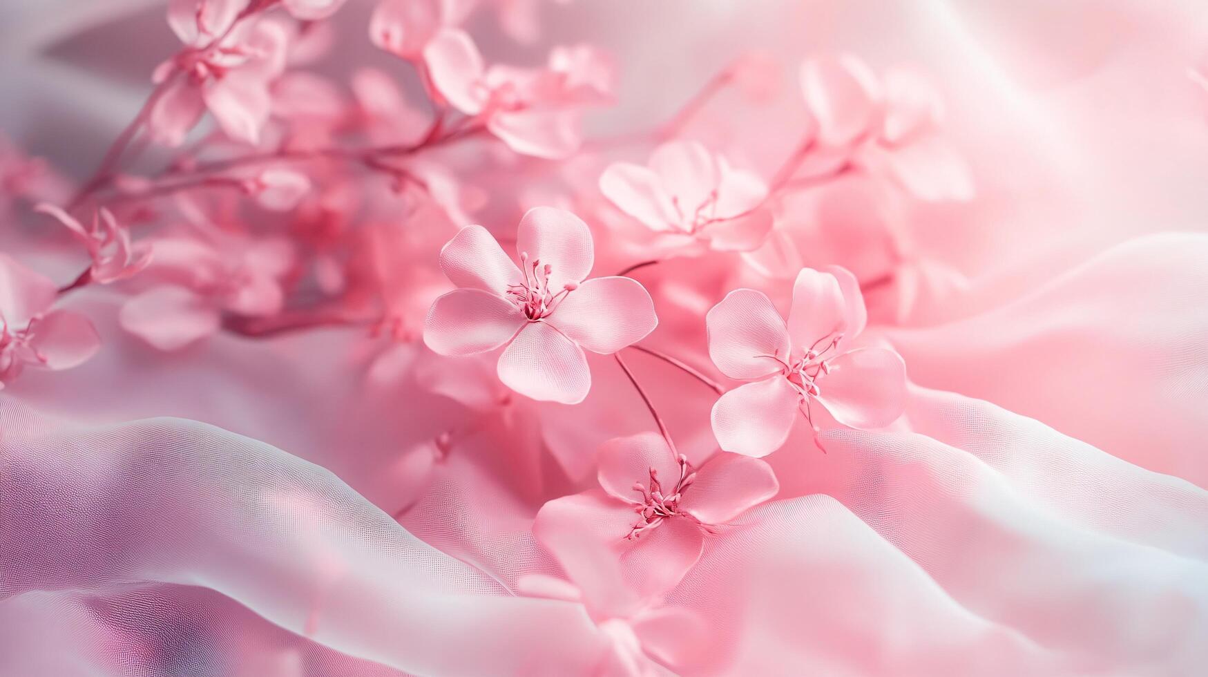 Close up of pink flowers on a white background. The flowers are delicate and the background is soft and smooth. Concept of tranquility and beauty photo