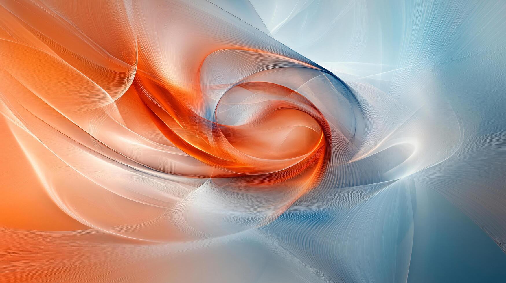 Colorful swirl of orange and blue with a white background. The colors are vibrant and the swirl is dynamic, giving the impression of movement and energy. The image is abstract photo