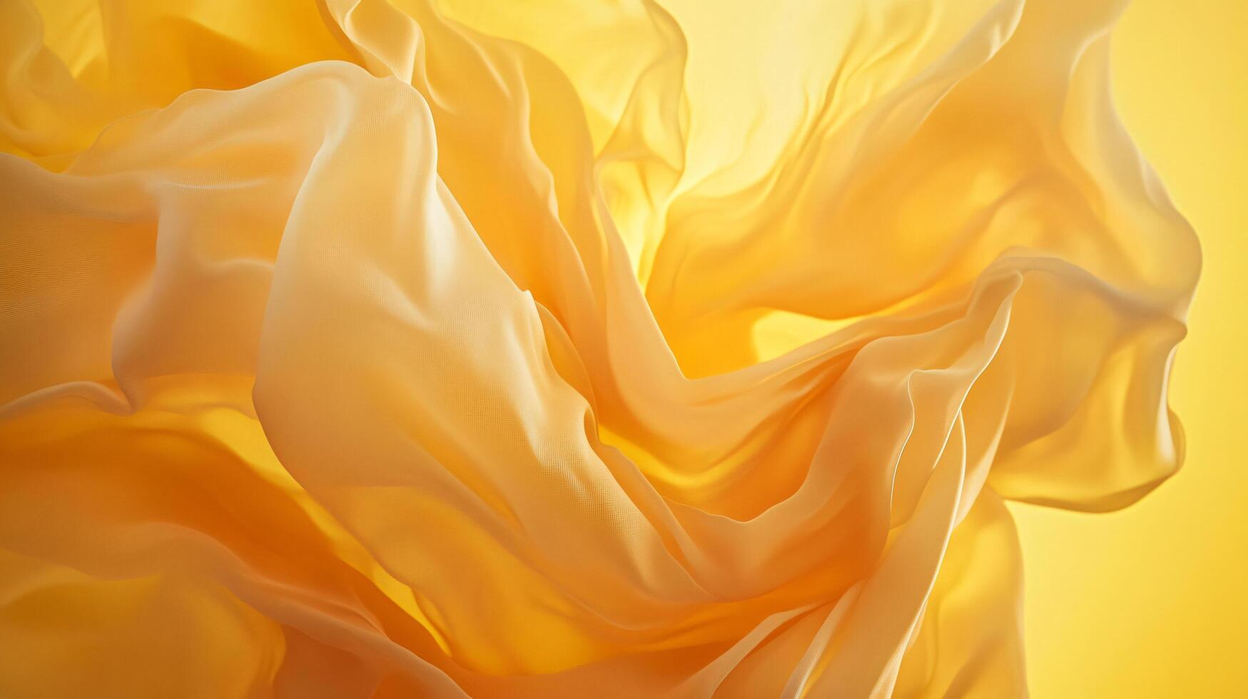 Yellow fabric with a lot of texture and a lot of folds. The folds are so many that it looks like a piece of cloth is being blown by the wind photo