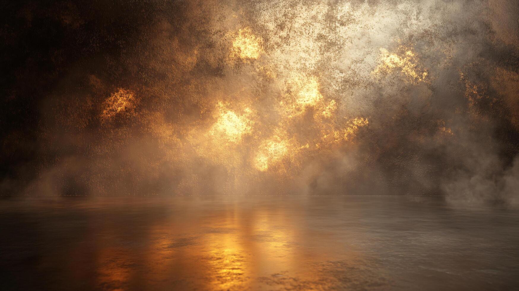 Dark, smoky, and fiery scene with a large explosion in the background. The sky is filled with smoke and the ground is covered in debris. Scene is intense and chaotic photo