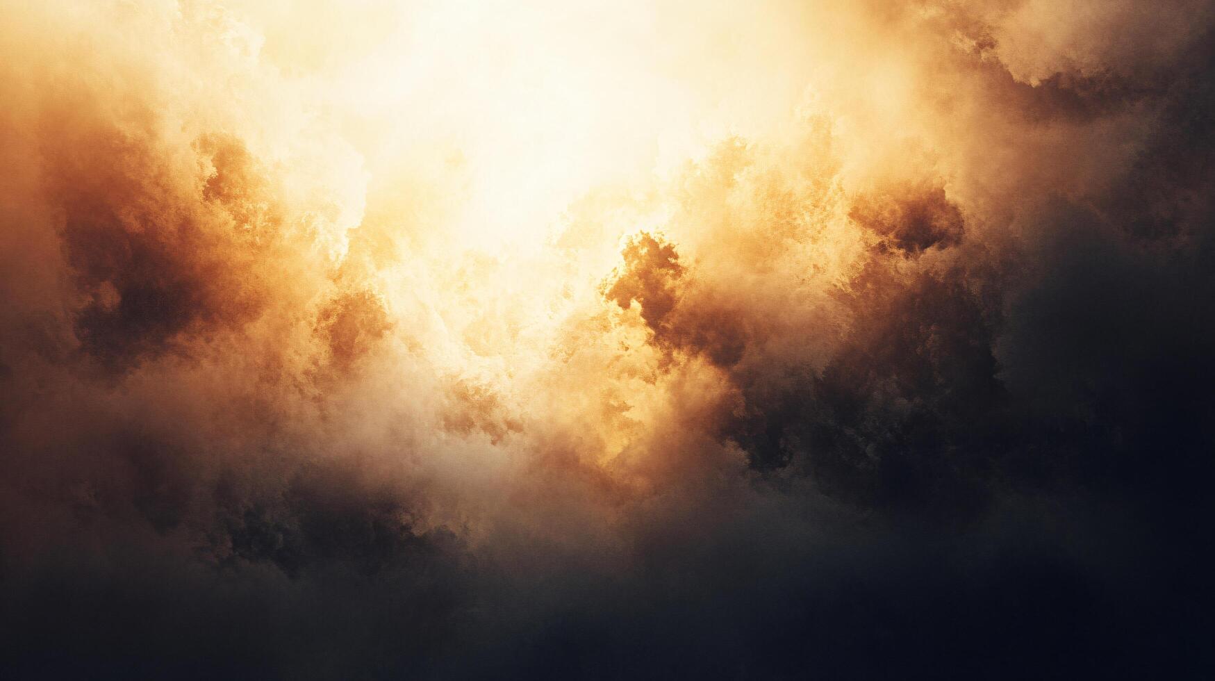 The sky is filled with clouds and the sun is shining through them. The clouds are dark and the sun is bright, creating a contrast between the two photo
