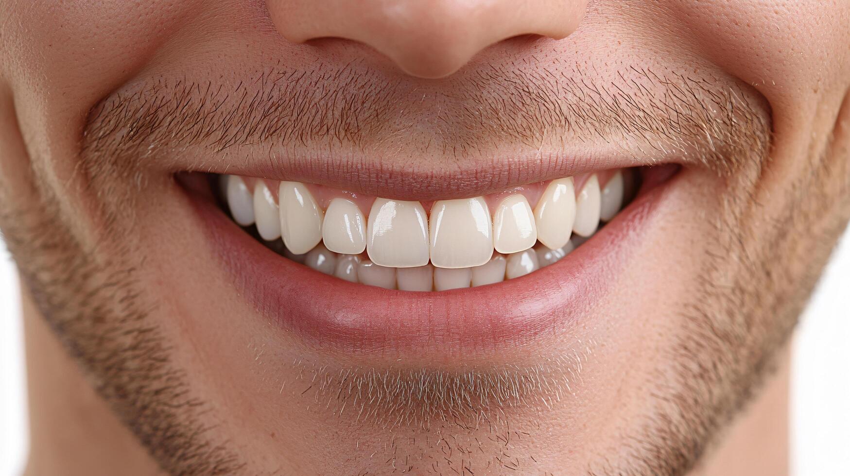 Man with a beard and a smile. The man has a white smile and his teeth are visible photo