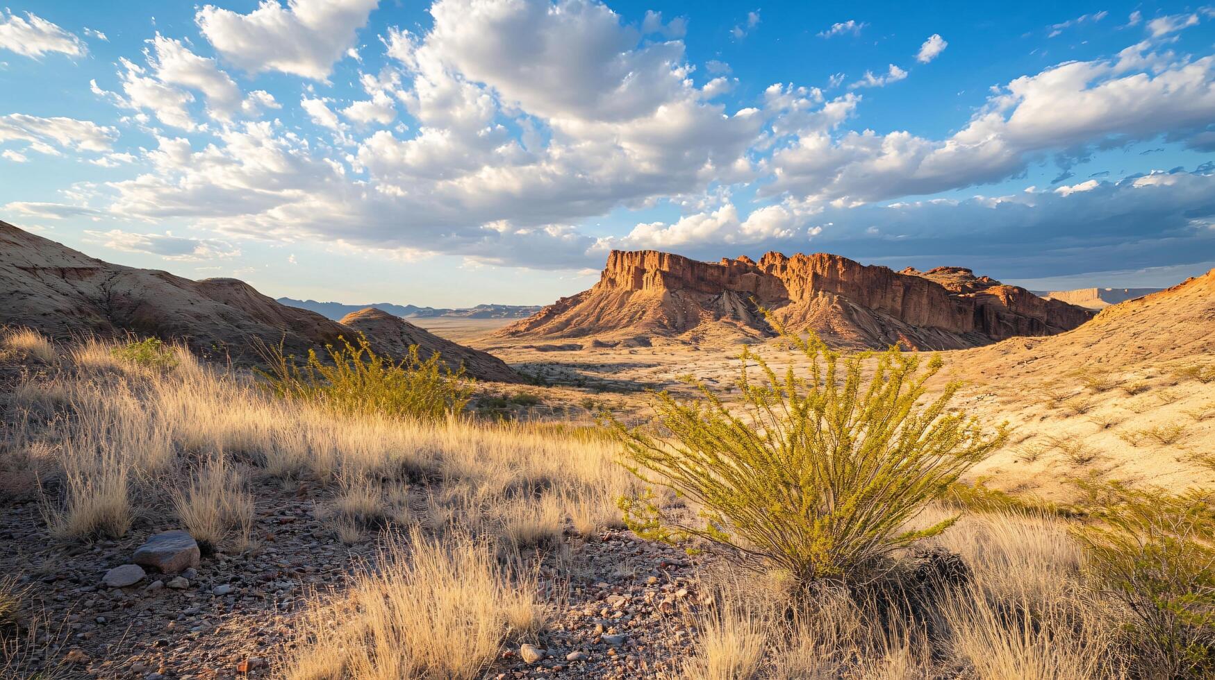 Desert landscape with a lone tree in the foreground. The sky is cloudy and the sun is setting photo